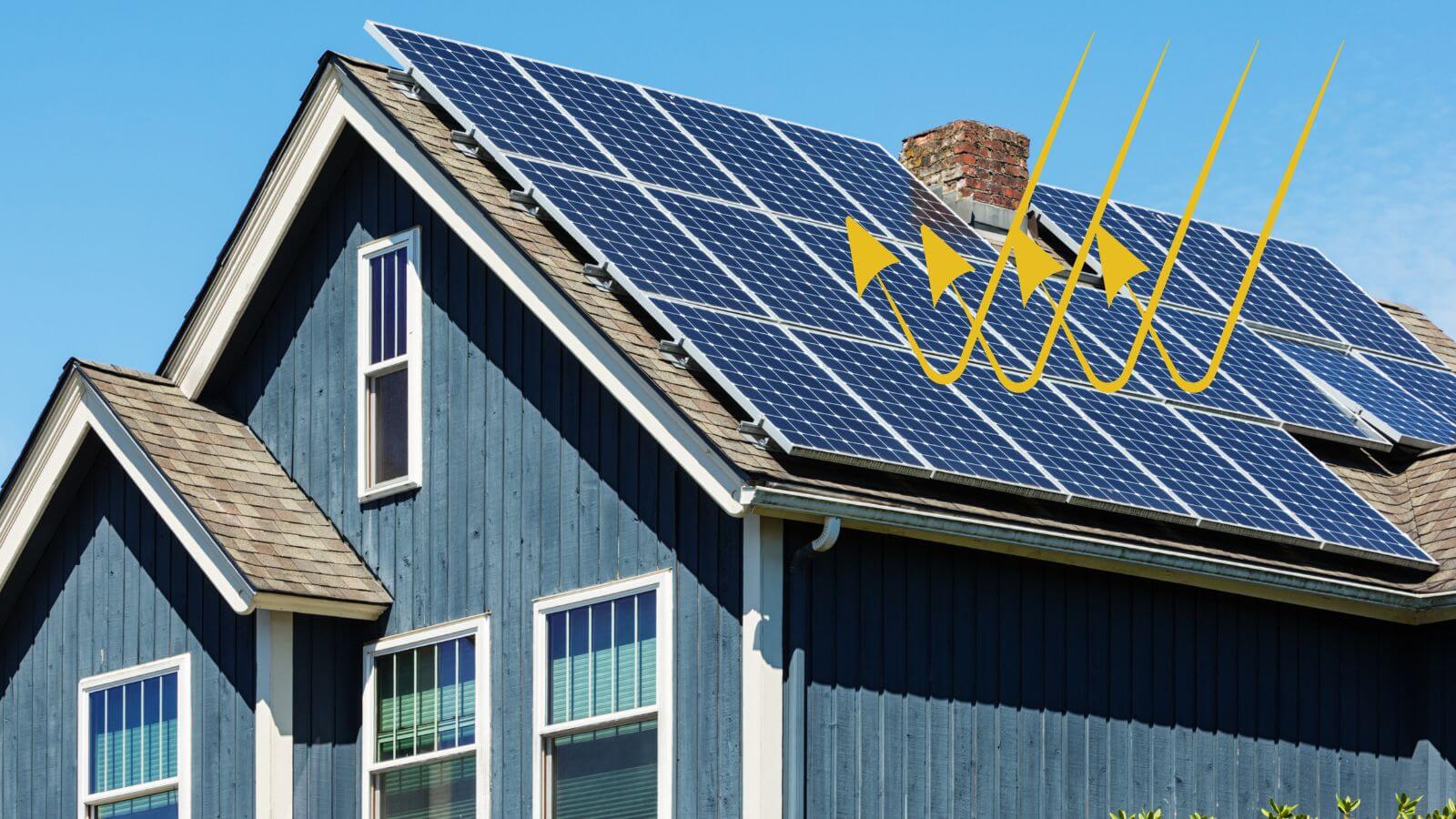 solar on roof of a blue house