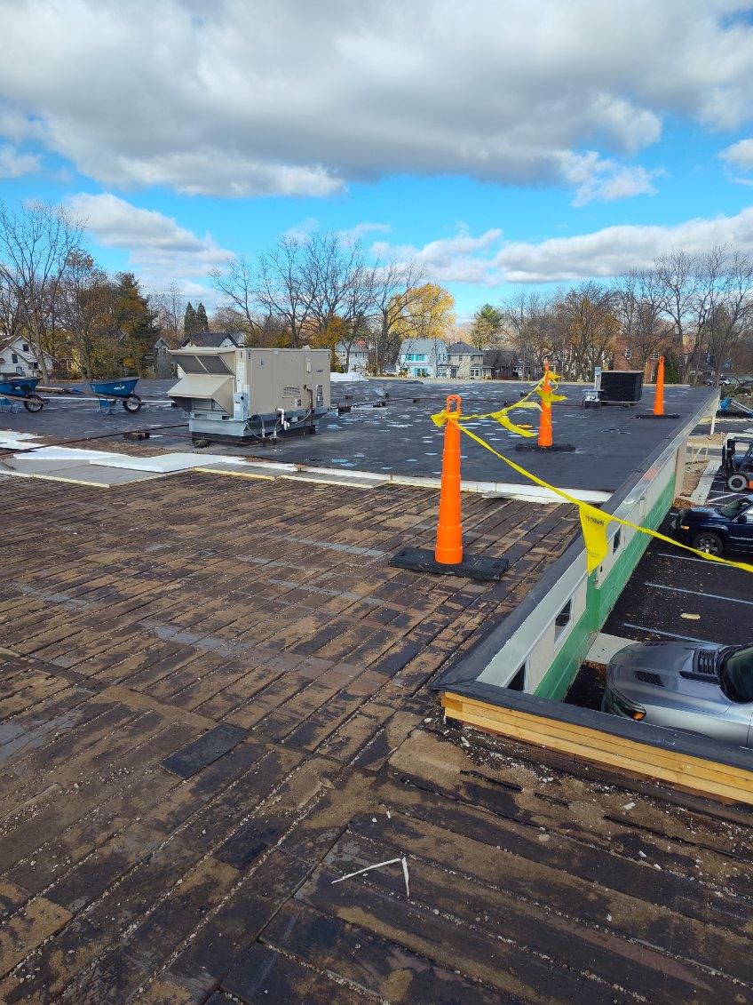 construction on top of a commercial roof