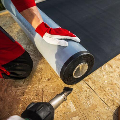 EPDM Rubber Roofing roll on a wooden roof