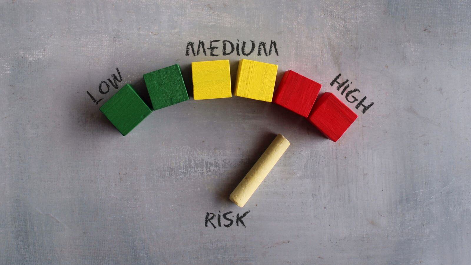 low to high risk on a gray background