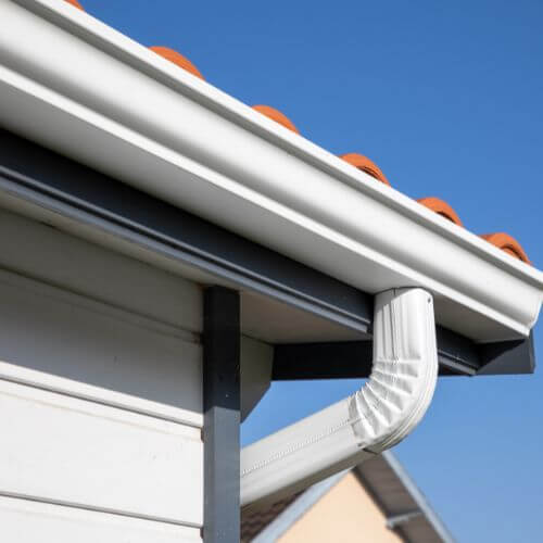 aluminum gutter shown in white