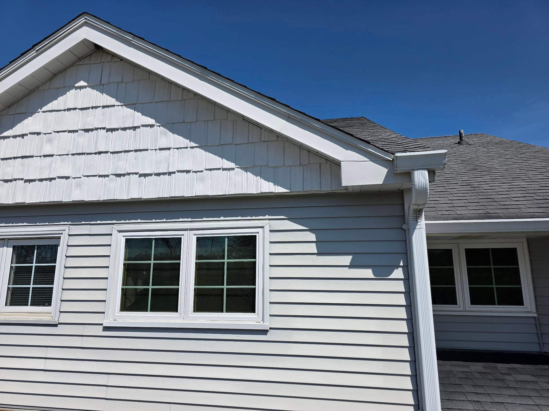 up close siding on a gray house